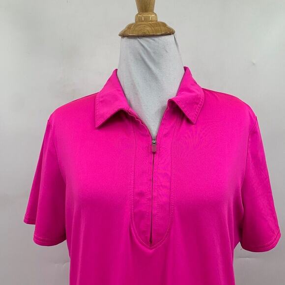 JoFit Polo Shirt Womens Small Pomegranate 1/4 Zip Short Sleeve Performance Golf - Picture 3 of 10